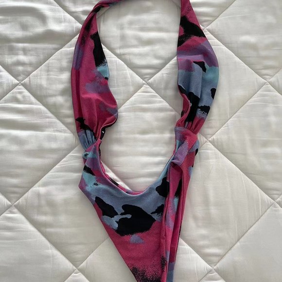 MIAOU Multicolor Demi One-Piece Swimsuit only try-on almost Brand new - Picture 3 of 7